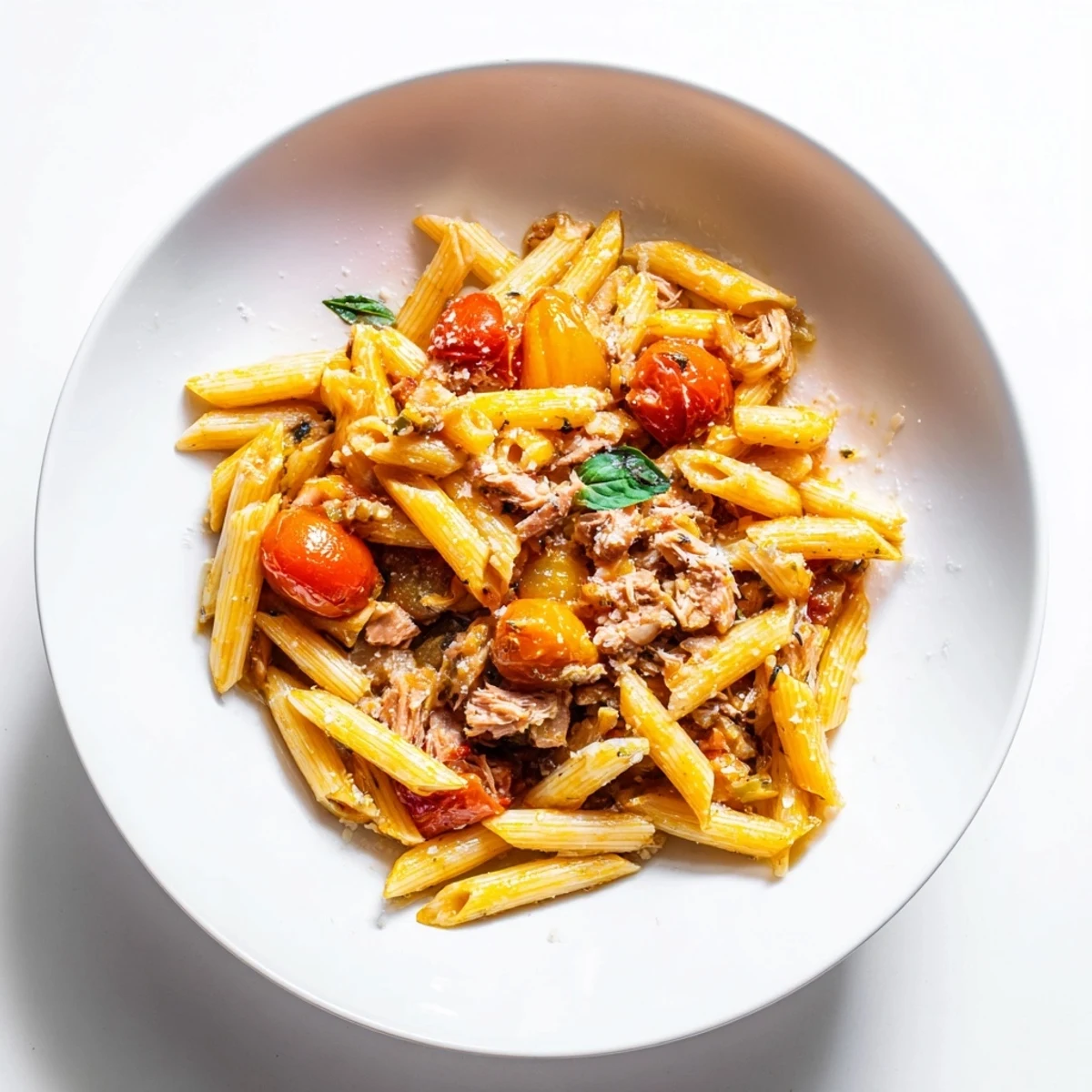 Savory Blitz Pasta with Tomatoes & Tuna, a quick Italian-inspired dish bursting with flavor.