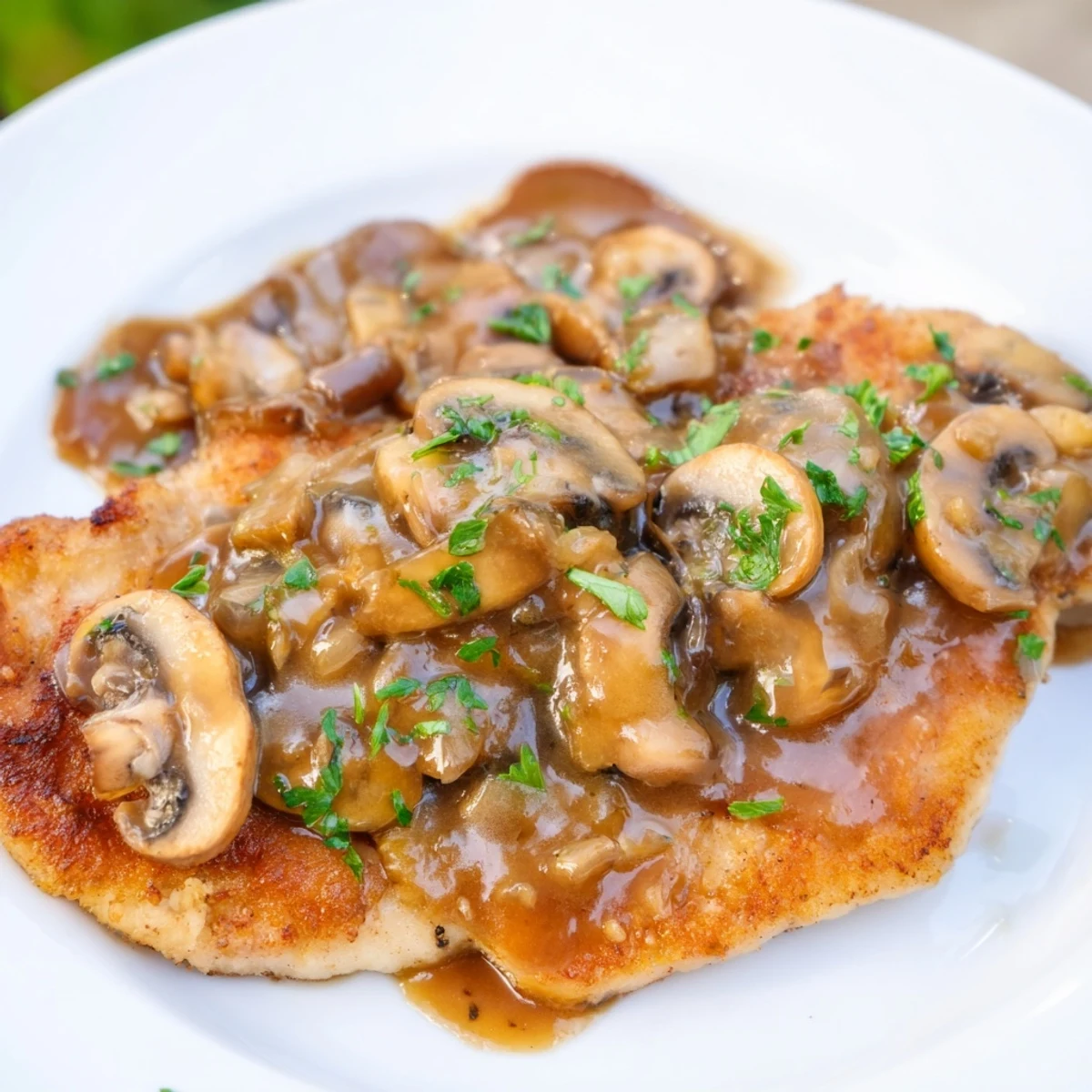 Hunters Schnitzel mit Pilzsoße