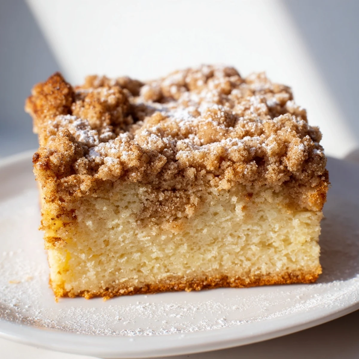 Fluffy, yeast-risen German Crumb Cake, generously sprinkled with cinnamon streusel, perfect dessert.