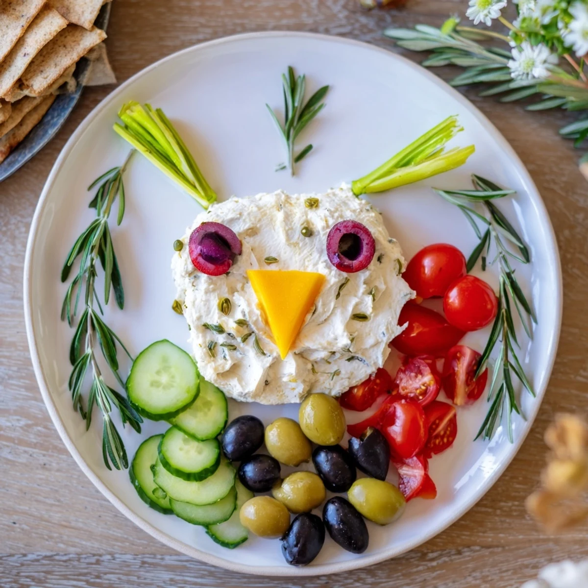 Peace Dove Christmas Olive Platter, a festive appetizer featuring creamy dove and mixed olives, ready to enjoy.