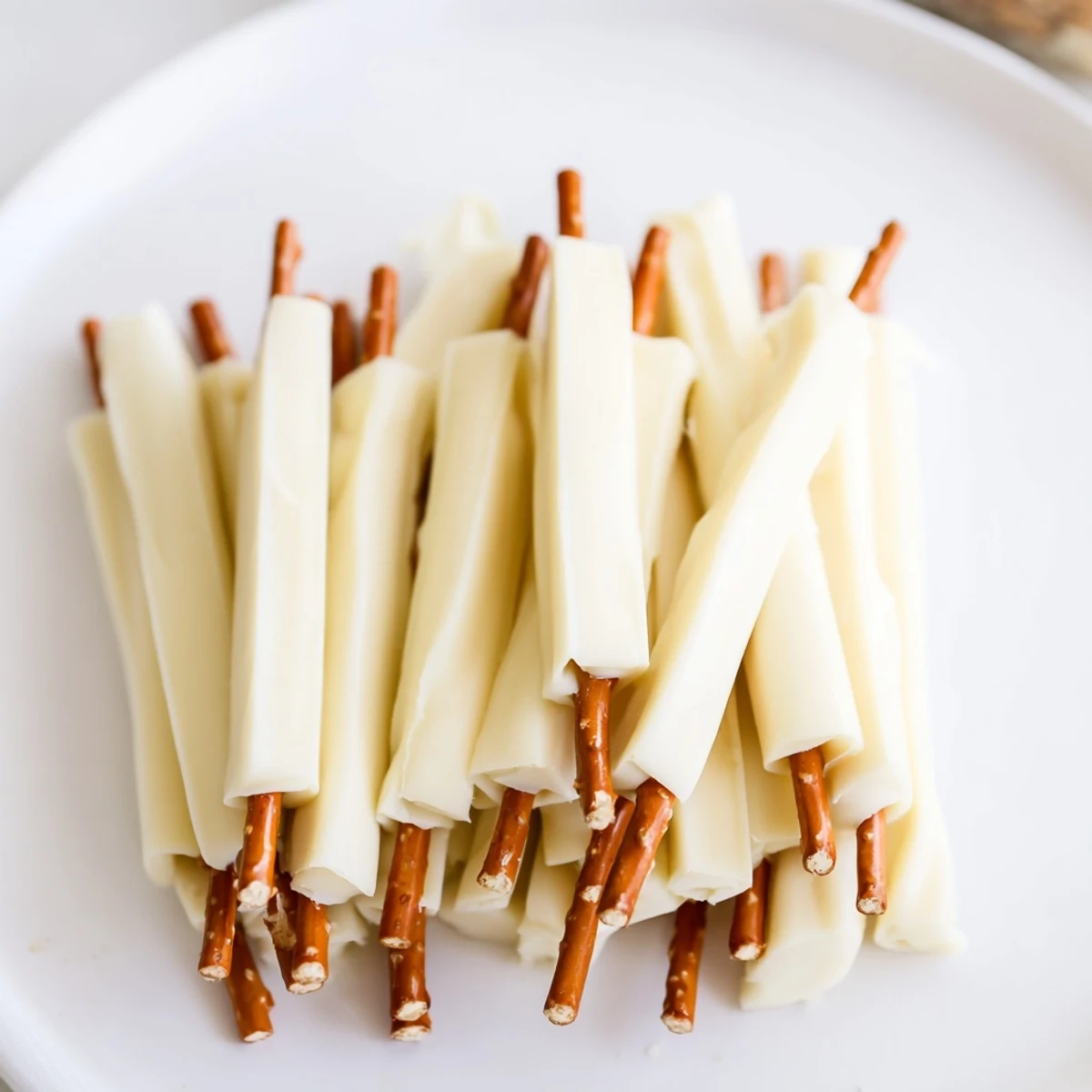 Enjoy these easy string cheese & pretzel rod snacks; perfect for quick, delicious bites.