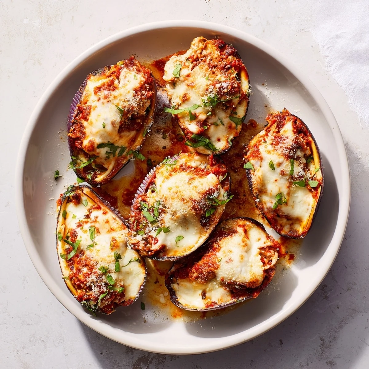 Creamy, golden Marry Me Chicken Stuffed Shells, bubbling hot and ready with fresh basil garnish.