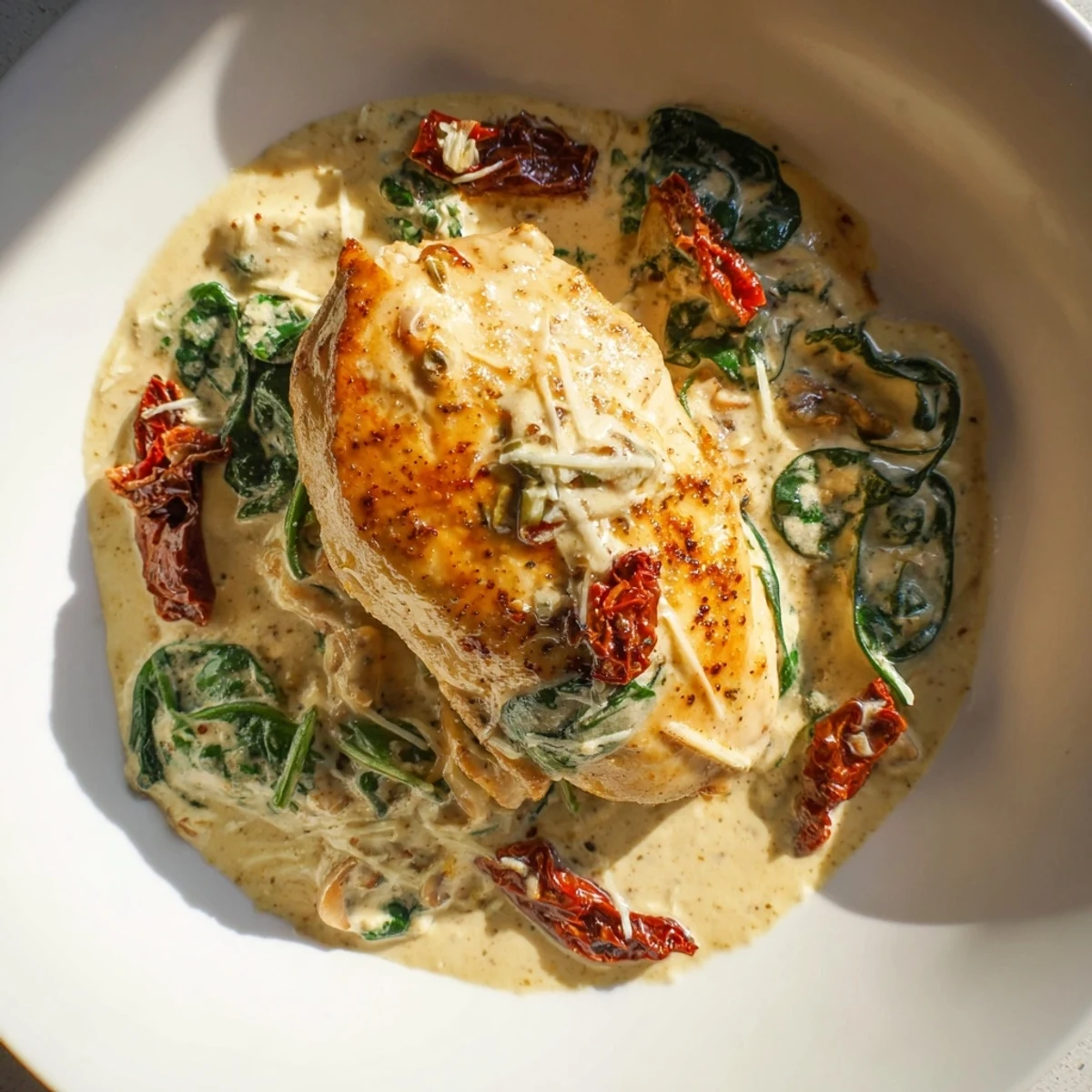 One-pan Creamy Tuscan Chicken, a delicious Italian-American meal, perfect for a gluten-free dinner.