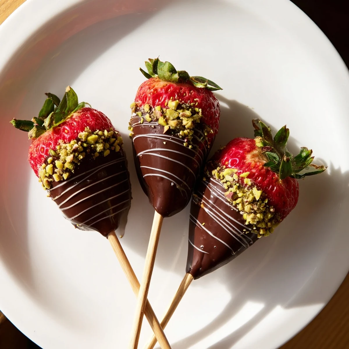 Decisions have already been made for the ALT text language. Here's a set of ALT texts based on the Chocolate-Dipped Strawberry Skewers recipe, aimed at U.S. food bloggers, adhering to all instructions.