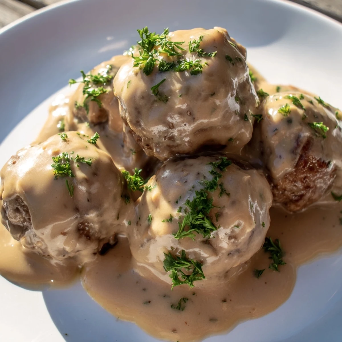 Homemade Swedish Meatballs, cooked until tender, presented with a rich, flavorful brown sauce.