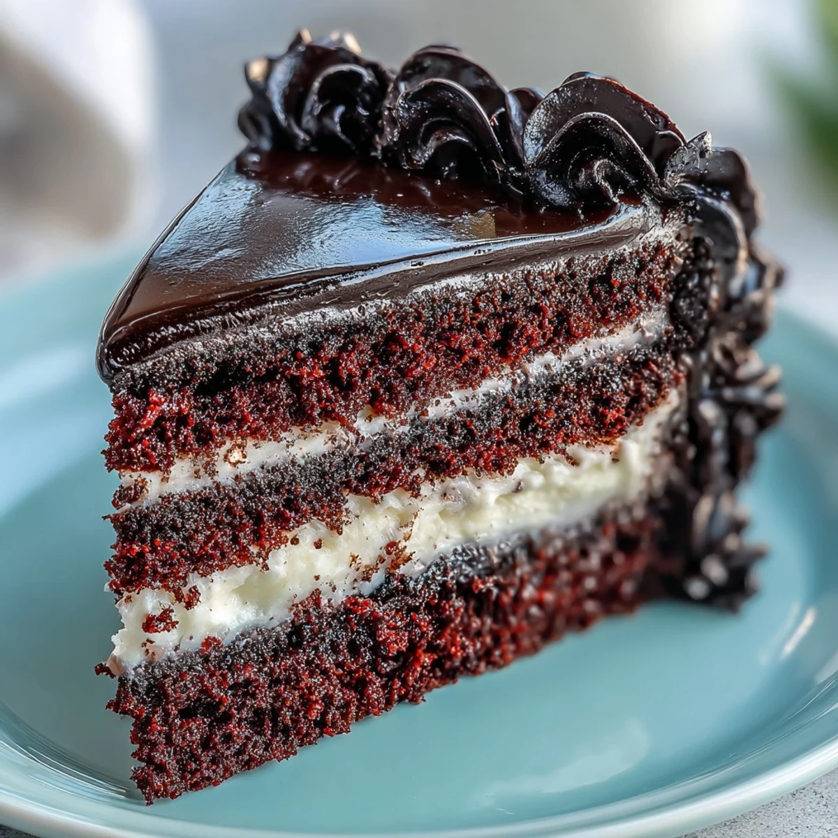 Sliced Betty Boop Cake reveals velvety red layers and smooth cream cheese buttercream, displayed on a wooden board.