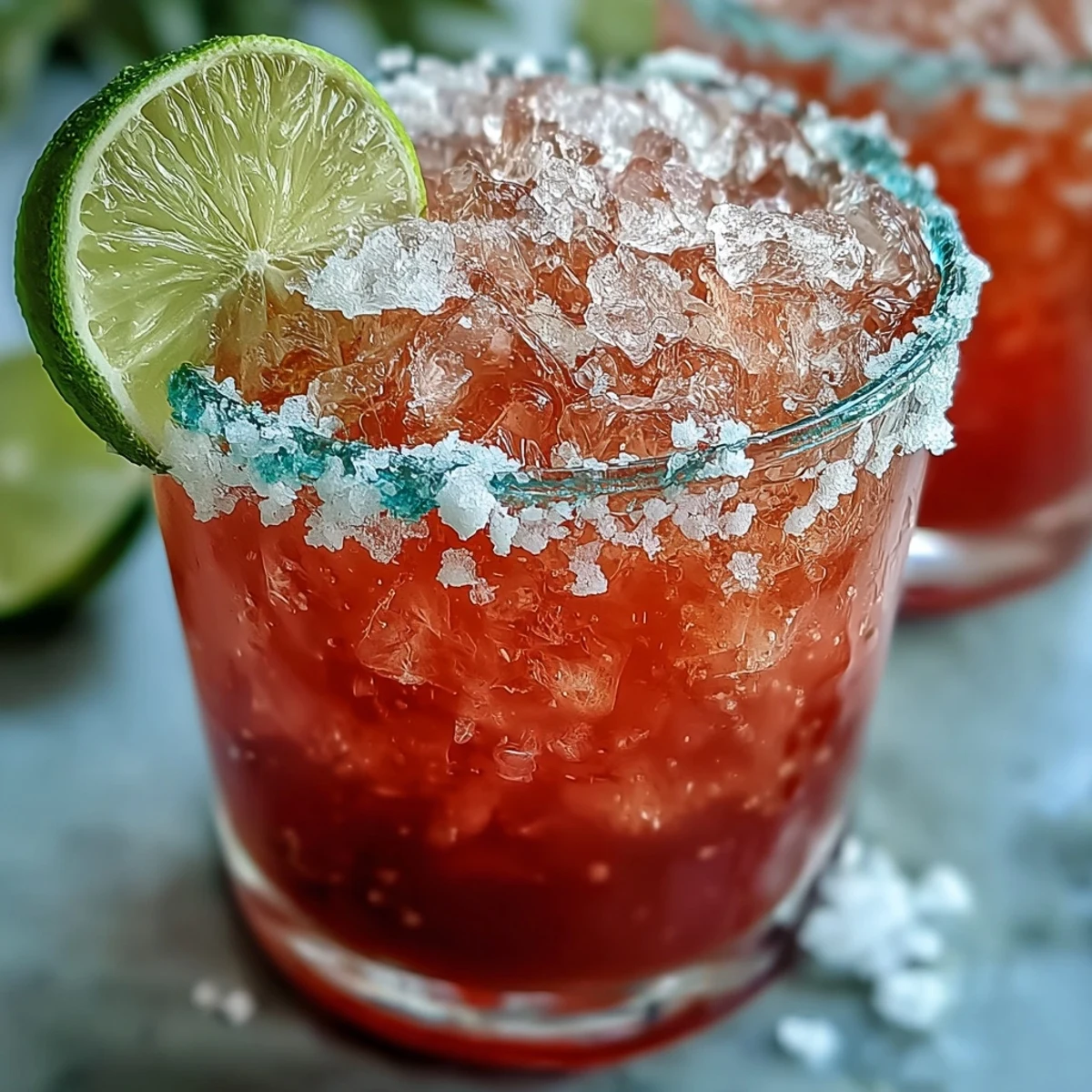 Refreshing Best Guava Margarita poured over ice with Tajín rim and guava wedge for tropical sipping