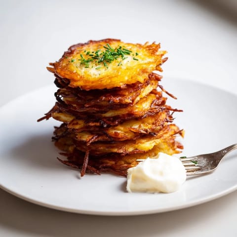 Diese klassischen deutschen Kartoffelpuffer sind leckere Snacks, passt perfekt zu Sauerrahm.  