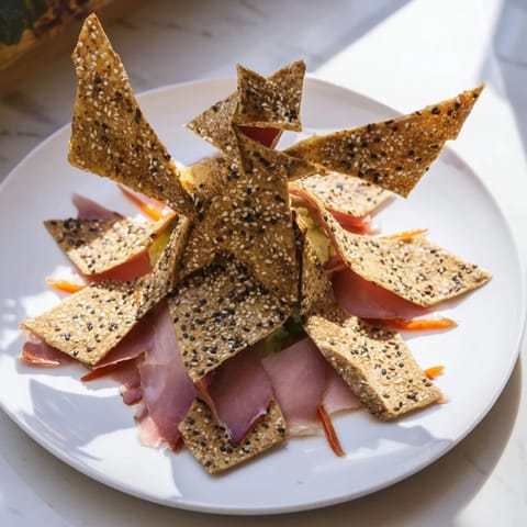Impressive The Paper Crane, an appetizer with folded meats, carrot accents, perfect for elegant serving.