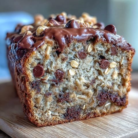 Saftiges Bananenbrot, perfekt zum Frühstück mit geschmolzenen Schokoladenstückchen und Erdnussbutter.