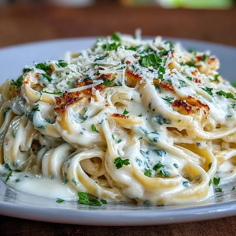 Leicht cremige Blumenkohl-Alfredo-Pasta, ein herzhaftes Gericht für Gemütlichkeit.