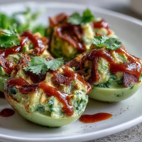 Avocado Sriracha Gefüllte Eier
