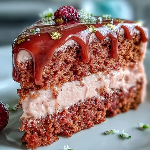 Blush-pink Bridal Shower Rosé Velvet Cake draped with shimmering gold drip.