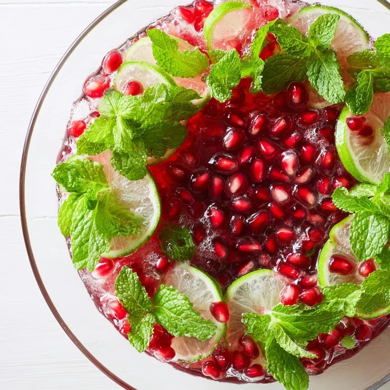 Fresh mint and pomegranate seeds decorate this beautiful Pomegranate and Mint Wreath, perfect for a party.
