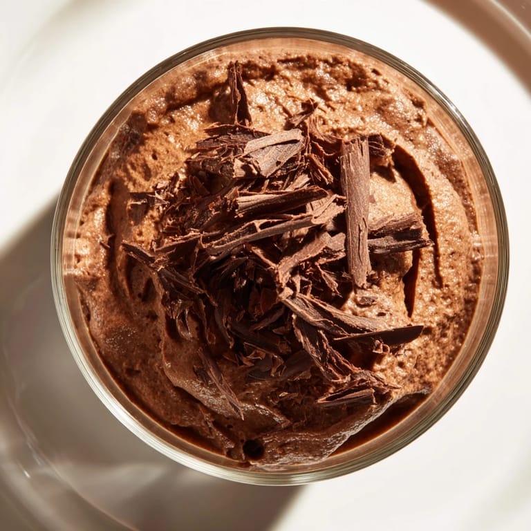 Gekühlte, samtige Schokoladenmousse in kleinen Gläsern, ein perfekter französischer Dessertgenuss.