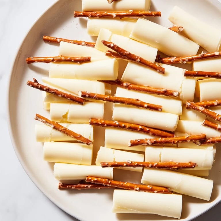 Simple string cheese and pretzel rods: a quick, no-cook American snack for hungry kids.