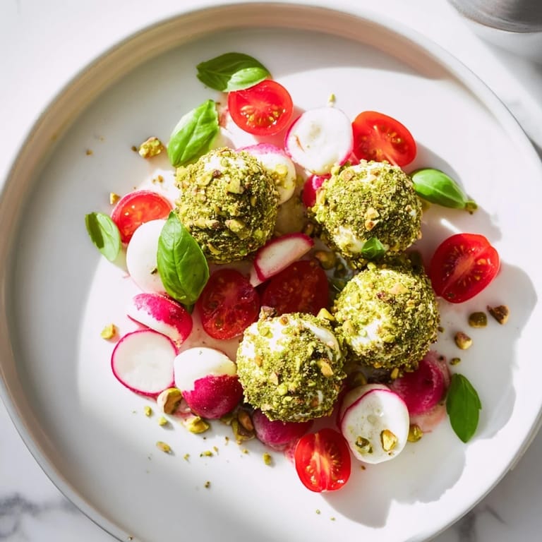 A visually appealing overhead shot of The Hanging Gardens appetizer, ready for guests to enjoy with fresh dips.