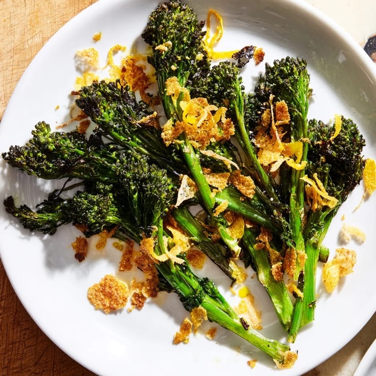 Vibrant image of a Charred Broccolini Salad, featuring lemon, garlic, and fresh Parmesan cheese.