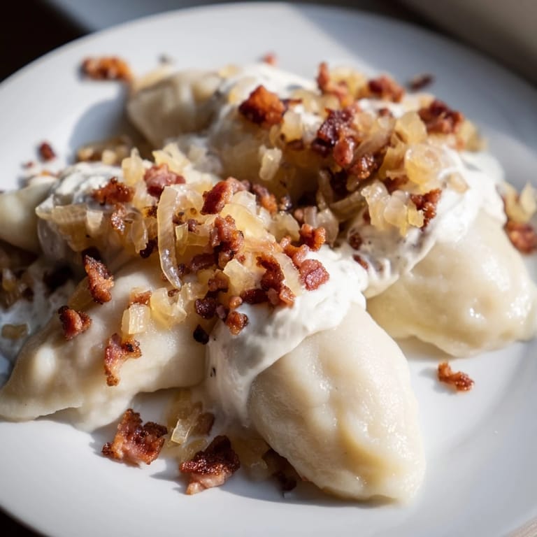 Delicious Lithuanian Cepelinai dumplings, showcasing the seasoned meat filling, ready to serve.