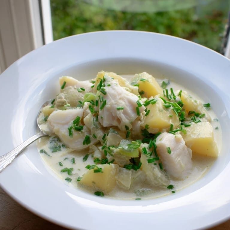 Steaming bowl of Icelandic Fish Stew, a hearty and comforting seafood meal.