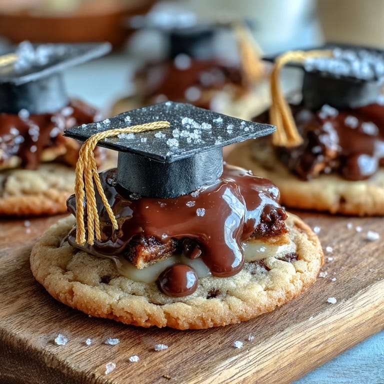 Zuckerkekse mit schwarzen Fondant-Mützen und gelben Quasten, ideal für Abschlusspartys.