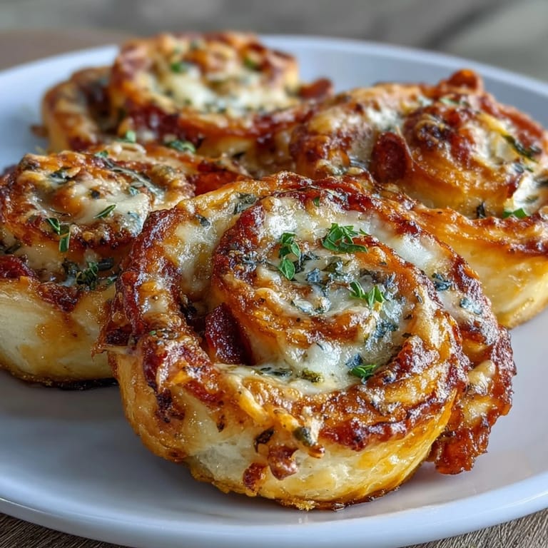 Knusprige Blätterteig-Röllchen mit Marinara, geschmolzenem Mozzarella und knuspriger Salami. Ideal für Fingerfood oder als Beilage zu Salaten.