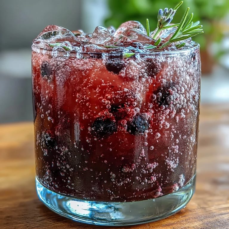 2. Rosa sprudelnde Blackberry Lavender Lemonade Fizz mit Zitronenscheiben und Lavendel garniert, perfekt für Gartenpartys.