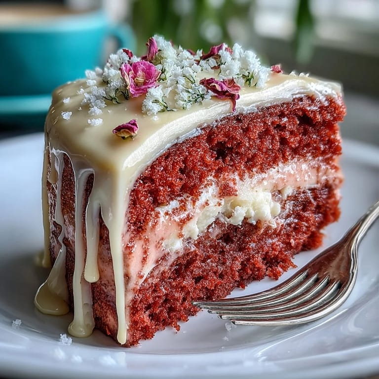Blush-pink Rosé-Velvet-Kuchen mit cremiger Glasur und goldener Trockenglasur für festliche Anlässe.