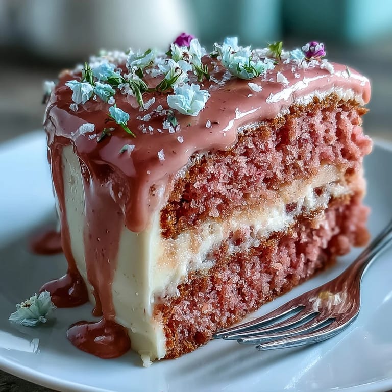Zarter Rosé-Velvet-Kuchen mit Gold-Drip – geschichtetes Törtchen in zartrosa Farbe, verfeinert mit Rosé und dekoriert mit eleganter Goldverzierung.