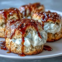 Zarte, goldene Scones mit zarter Honignote, serviert mit cremiger Clotted Cream – ein perfekter Genuss für den Nachmittagstee.