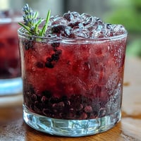 1. Blackberry Lavender Lemonade Fizz mit frischen Beeren und Lavendelblüten in einem Glas mit Eiswürfeln, erfrischend und duftend für den Sommer.