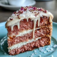 Rosé-Velvet-Kuchen mit Goldtropfen für eine elegante Brautparty